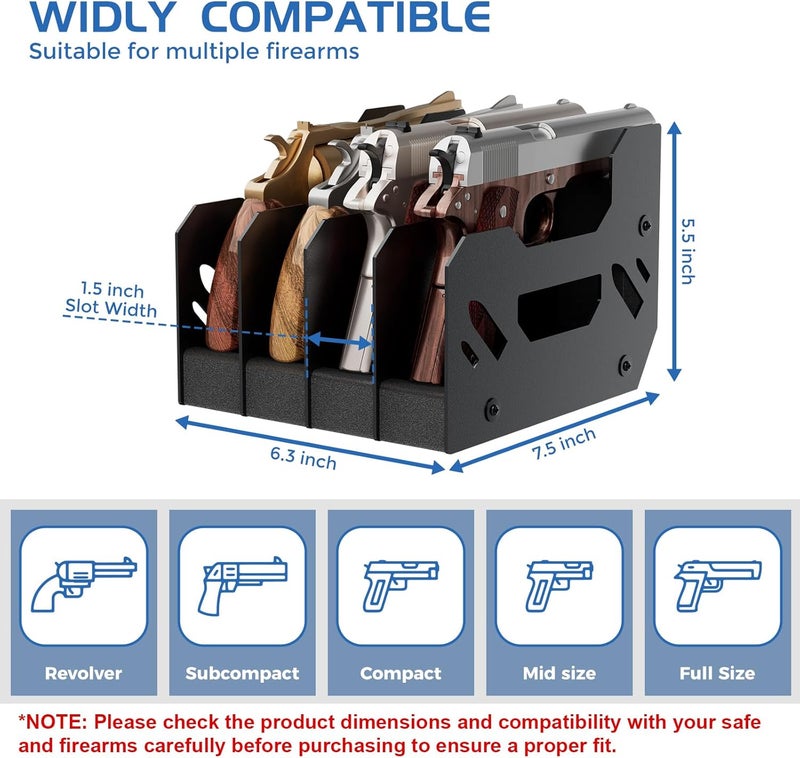 Airjam Gun Rack for Pistol, Soft Foam Pistol Rack for Gun Safe, Cabinet, Storage, Durable Handgun Stand Organizer Accessories with Moisture&Scratch Resistance&Anti-Slip - Image 4